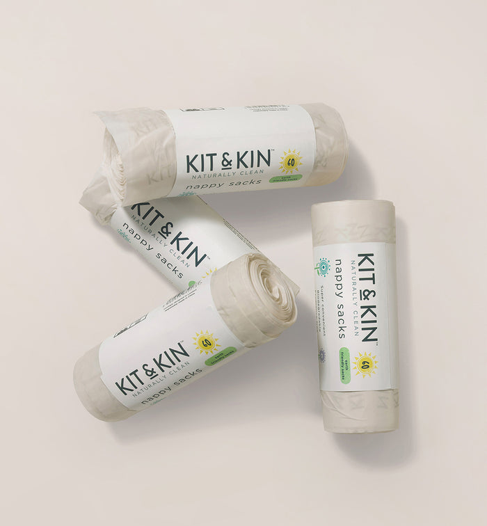 A bundle of Kit & Kin eco and biodegradable nappy bags are perfect for stocking up your changing bag essentials