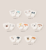 Kit & Kin newborn nappies to toddler from size 1-7 with 2 cute animal prints per size