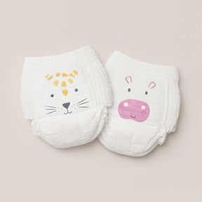Size 4 nappy pants: hippo & leopard