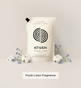 Our Kit & Kin eco laundry detergent is hypoallergenic and naturally fragranced with fresh linen for a gentle yet effective clean.