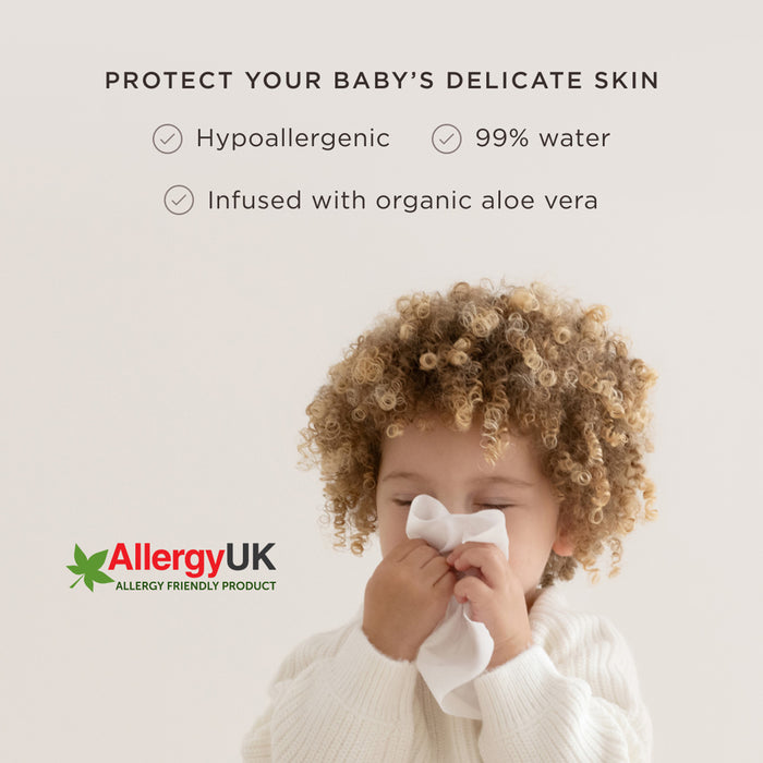 Kit & Kin eco baby wipes - hypoallergenic, AllergyUK approved and infused with organic aloe vera to protect delicate newborn ski