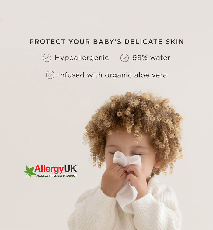 Kit & Kin eco baby wipes - hypoallergenic, AllergyUK approved and infused with organic aloe vera to protect delicate newborn ski