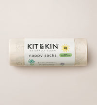 A roll of Kit & Kin’s biodegradable nappy bags, made with organic, sustainable plant-based materials - and essential for your baby’s changing bag