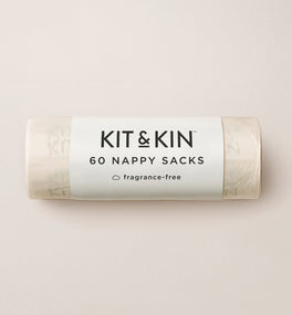 A roll of Kit & Kin’s fragrance-free nappy bags, made with organic, plant-based materials - and essential for your baby’s changing bag