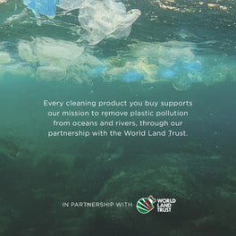 Kit & Kin eco cleaning products supporting ocean and river plastic removal through partnership with World Land Trust