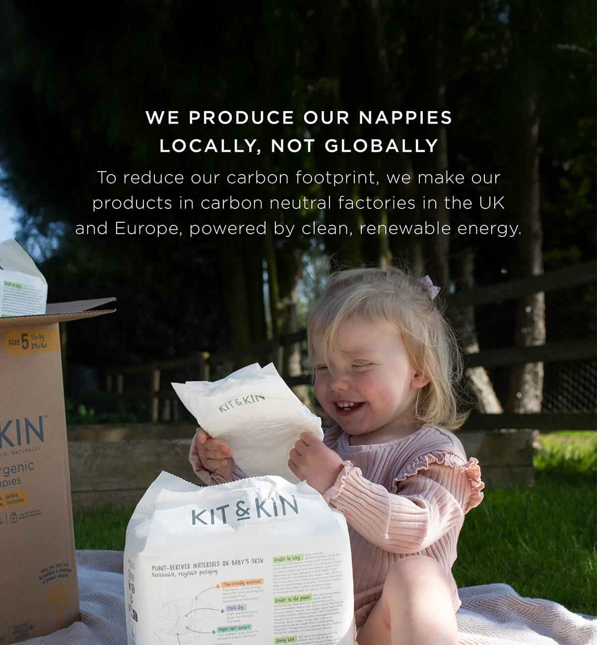 Kit & Kin eco-friendly nappies made in carbon neutral factories