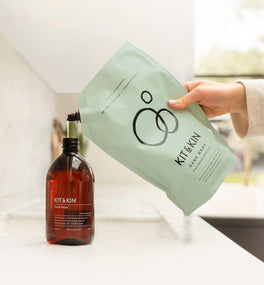 Our Kit & Kin non-toxic eco handwash for sensitive skin is refillable, to help cut down plastic waste.