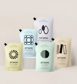 Kit & Kin eco home cleaning refillable bundle, plant-based, non-toxic household cleaners