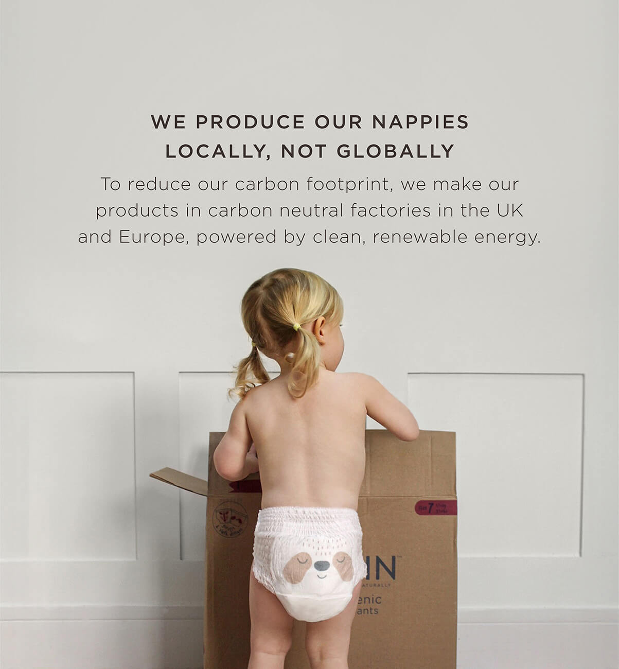 Kit & Kin eco-friendly nappy pants made in carbon neutral factories in UK and Europe