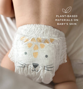 Baby in Kit & Kin eco nappy pants, super-soft plant-based pull up nappies