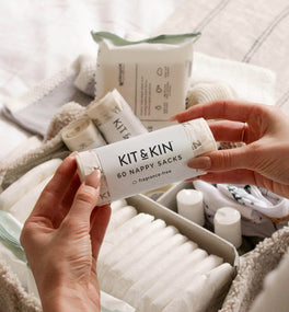 A roll of Kit & Kin nappy sacks are the perfect baby changing essential for your nursery