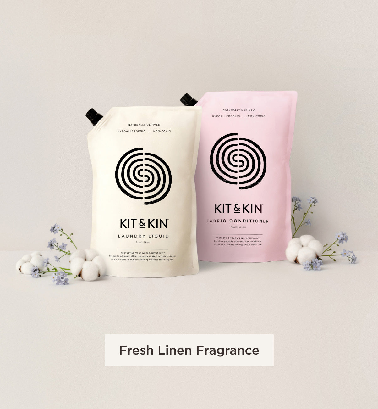 Our Kit & Kin eco laundry detergent and fabric conditioner bundle is naturally fragranced with fresh linen, providing a gentle and effective clean for sensitive skin.