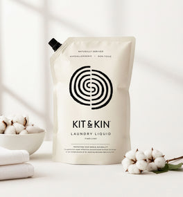 Our Kit & Kin eco laundry detergent is non-toxic and naturally fragranced with fresh linen for a clean that’s suitable for sensitive skin.
