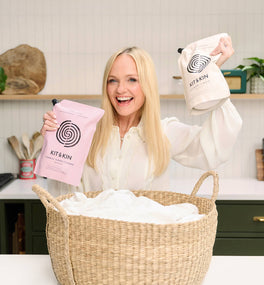 Our Kit & Kin eco laundry detergent, created with Spice Girl Emma Bunton, is hypoallergenic and gentle for sensitive skin.