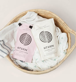 Our Kit & Kin eco laundry detergent and fabric conditioner bundle is hypoallergenic and non-toxic, offering a gentle clean suitable for sensitive skin.