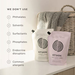 Kit & Kin non-toxic laundry bundle free from phthalates, solvents, surfactants, phosphates, artificial fragrances, endocrine disruptors, and common allergens