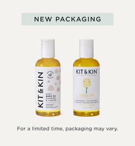 Kit & Kin natural baby oil - gentle organic skincare for babies, packaging may vary