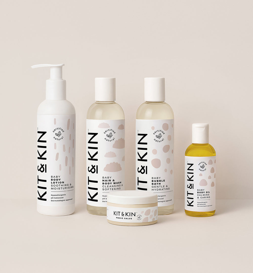 Kit & Kin natural baby skincare bundle, gentle, non-toxic and hypoallergenic products for sensitive newborn skin