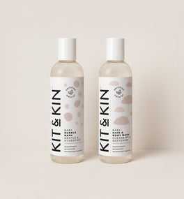 Kit & Kin natural baby bathtime bundle, gentle, non-toxic and hypoallergenic shampoo and body wash for sensitive newborn skin
