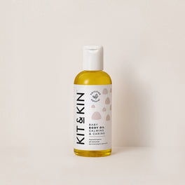 Kit & Kin natural organic baby oil for gentle baby skincare, perfect for newborns and sensitive skin