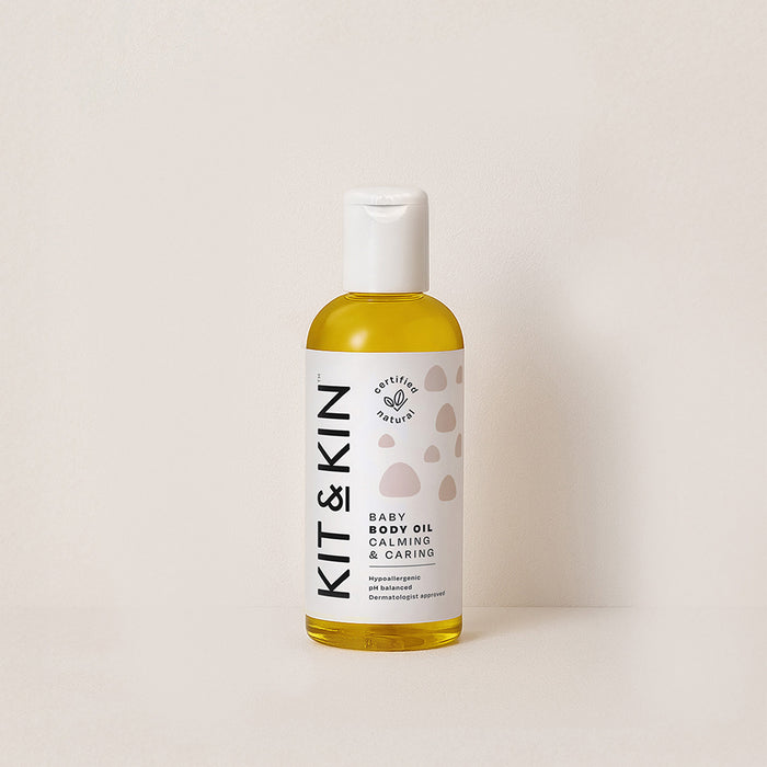 Kit & Kin natural organic baby oil for gentle baby skincare, perfect for newborns and sensitive skin