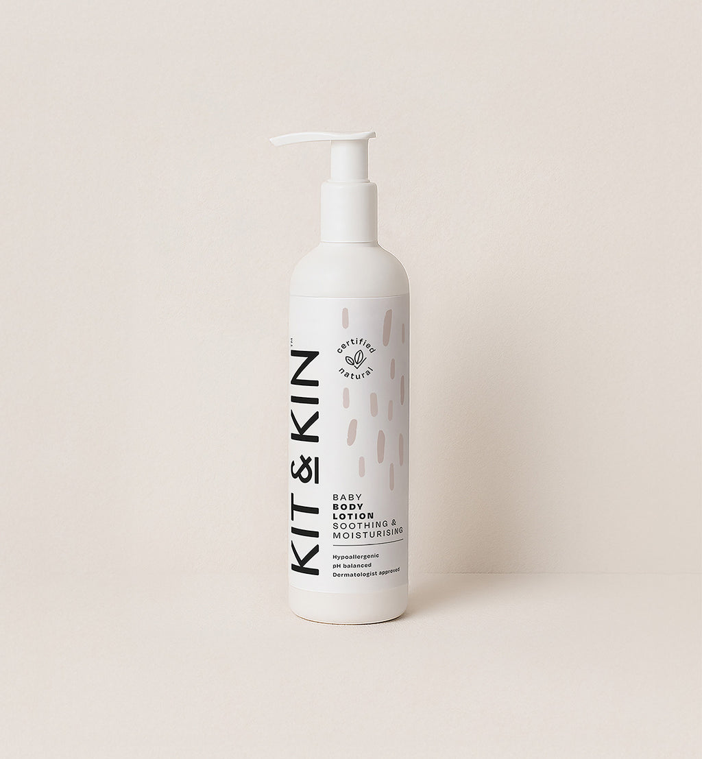 Kit & Kin natural baby body lotion, gentle, non-toxic and hypoallergenic formula for sensitive newborn skin