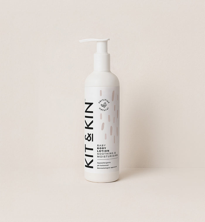 Kit & Kin natural baby body lotion, gentle, non-toxic and hypoallergenic formula for sensitive newborn skin