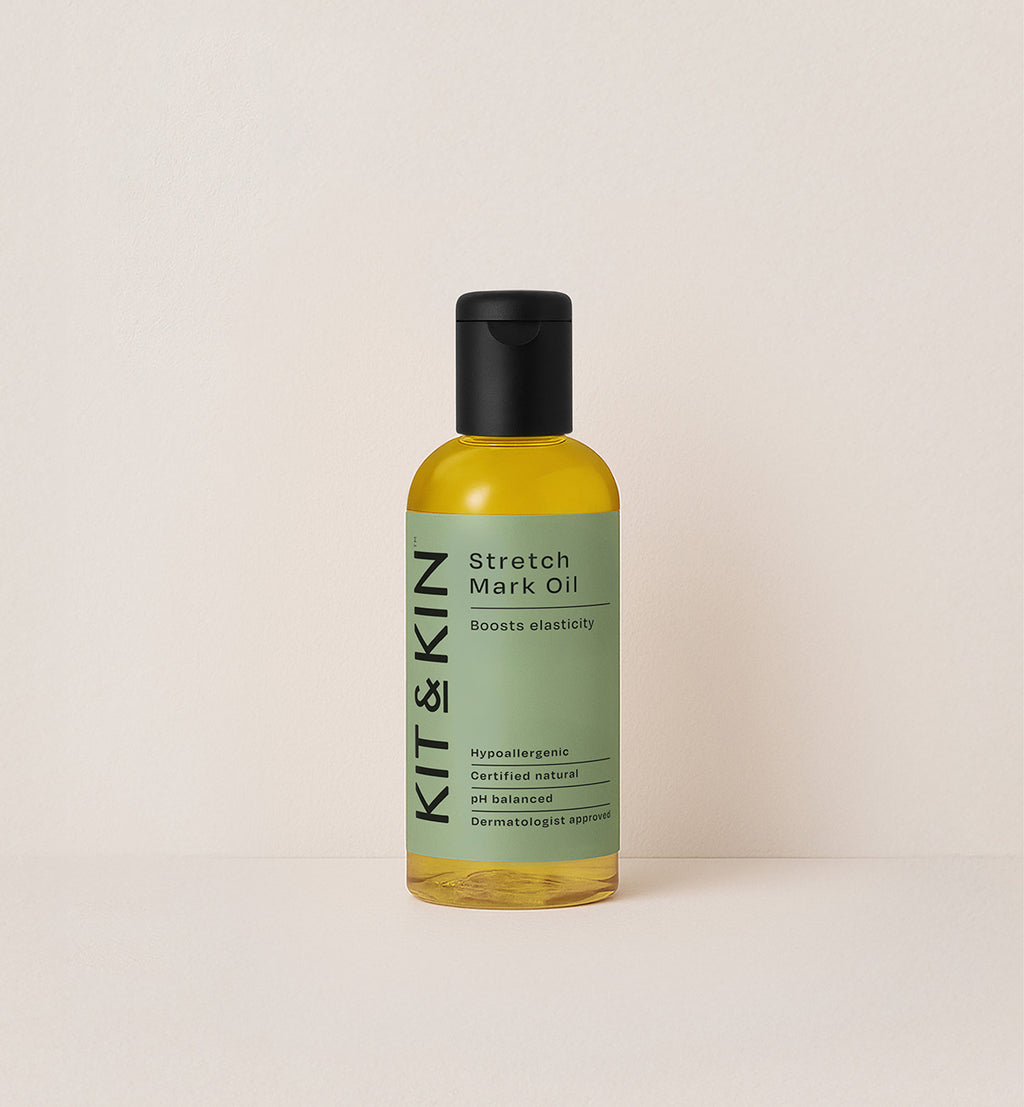 Kit & Kin natural stretch mark oil for new mums, organic skincare for pregnancy and post-pregnancy skin