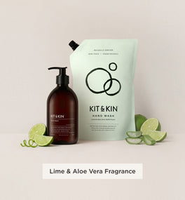 Our Kit & Kin eco hand wash is naturally scented with essential oils of lime and aloe vera, perfect non-toxic hand wash for sensitive skin