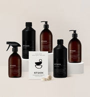 Kit & Kin non-toxic kitchen cleaning bundle, plant-based eco kitchen cleaning products, including non-toxic dishwasher tablets and eco surface spray 