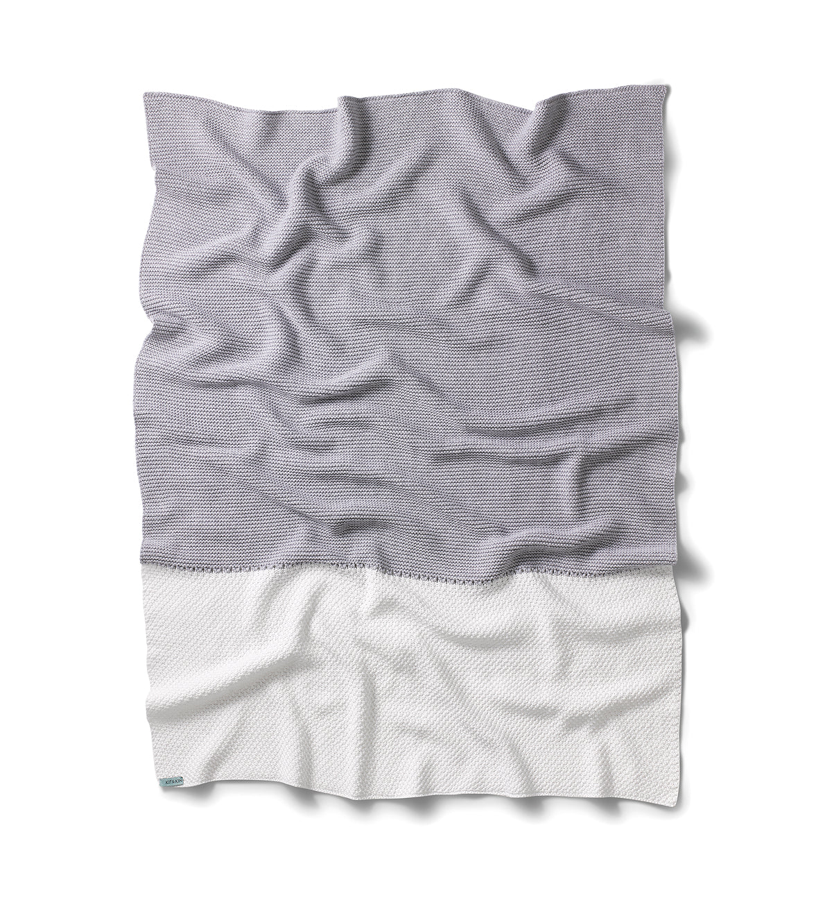 Soft organic cotton knitted baby blanket from Kit & Kin, ideal for unisex newborn gift.