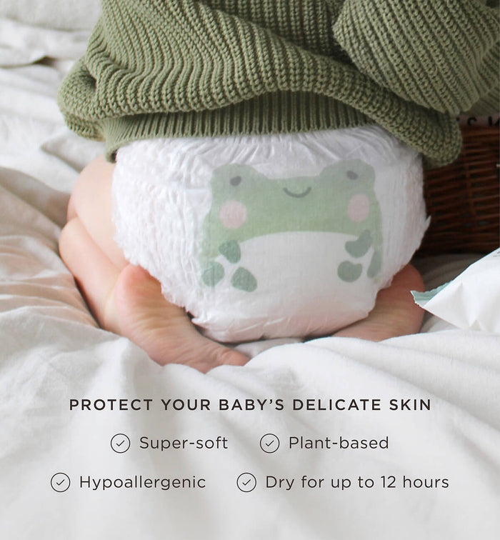 Toddler wearing Kit & Kin plant-based eco nappy pants - oursuper-soft and hypoallergenic pull ups