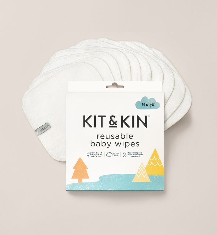 Our Kit & Kin reusable baby wipes, super-soft washable wipes for sensitive baby skin.