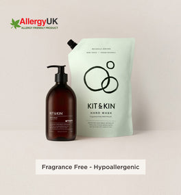 Our Kit & Kin eco hand wash is fragrance free and approved by AllergyUK, perfect non-toxic and hypoallergenic hand wash for sensitive and eczema-prone skin