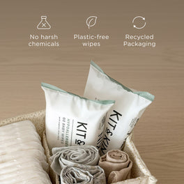 Plastic-free baby wipes made with 99% water and no harsh chemicals – gentle, plant-based