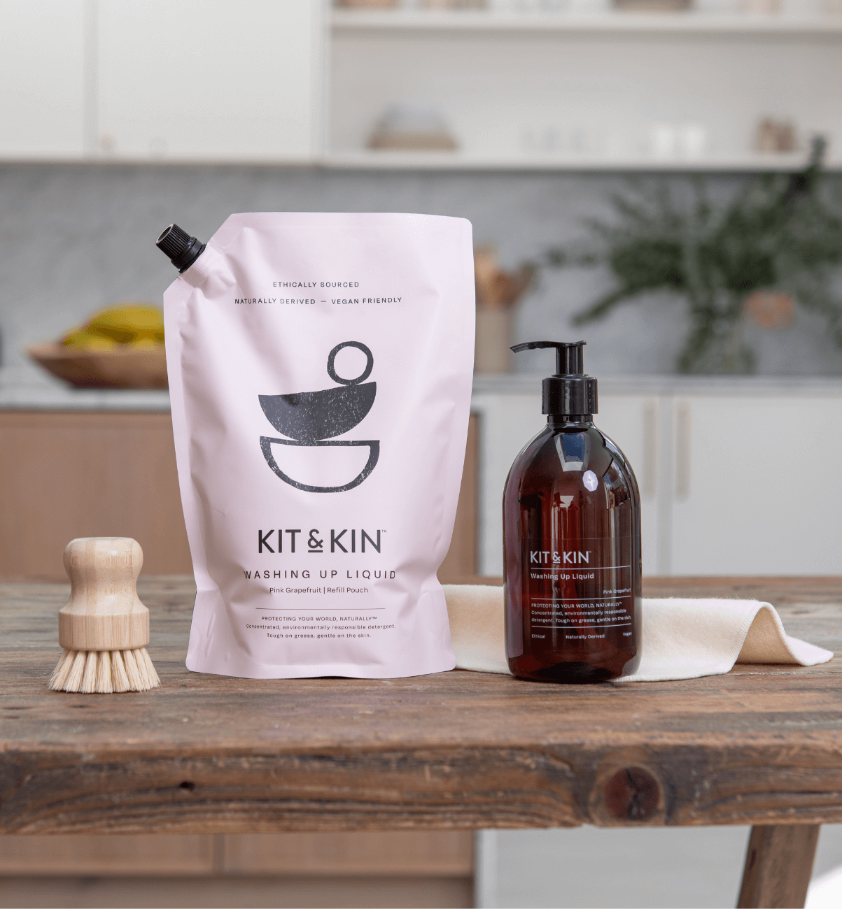 Bottle Kin Kitchen Eco Washing Up Liquid | Tough On Grease, Gentle On Skin | Kit & Kin